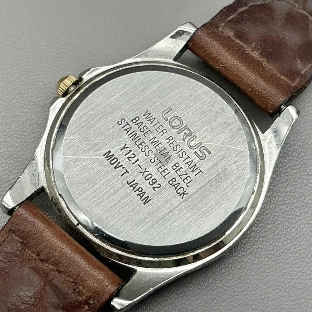 Vintage Lorus Womens Watch White Dial Brown Braided Leather Mickey Mouse Quartz
